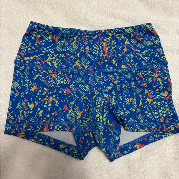 Fleo Blue and Yellow Athletic Shorts Vibrant Design - Picture 1 of 3